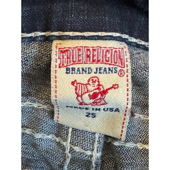 True Religion Dark Wash Women’s Bootcut Jeans Size 25 Denim Crystal Detail USA-M - Picture 3 of 9